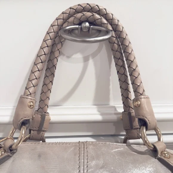 ✨🎀 Coach Madison Sophia Shimmery Champagne Gold Pleated Whipstitch Satchel Bag - Picture 9 of 17